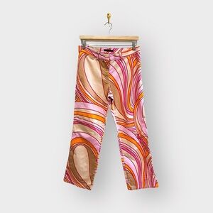 THEORY Vintage Swirl Psychedelic Print Pink & Orange Pants (Sz 12)